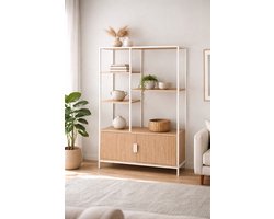 Japandi Style Wandkast – Minimalistisch Hout & Metaal – 76,5 x 35 x 118 cm