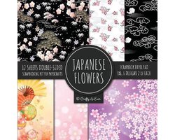 Japanese Flowers Scrapbook Paper Pad 8x8 Scrapbooking Kit for Papercrafts, Cardmaking, Printmaking, DIY Crafts, Floral Themed, Designs, Borders, Backgrounds, Patterns