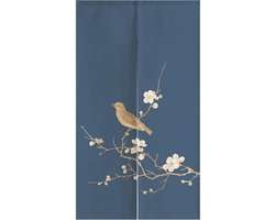 Japans Deurgordijn - Noren Gordijn Paneelgordijn - Ruimte Verdelen - Lichtfilterend Katoen Linnen - 85 x 140 cm - Nachtvogel Blauw