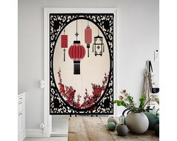 Japans Deurgordijn - Noren Gordijn - Ruimte Verdelen - Bloemenprint Linnen - 75x150 cm - Japanse Stijl