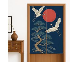 Japans deurgordijn - Noren gordijn - Ruimte verdelen - Dikke katoen linnen stof - 85 x 140 cm - Marine Kraan