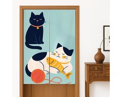 Japans Deurgordijn - Noren Gordijn - Ruimte Verdelen - Dikke Katoen Linnen Stof - 85 x 140 cm - Zon Kat