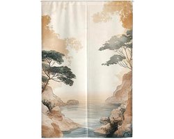 Japans Deurgordijn - Noren Gordijn - Ruimte Verdelen - Linnen Stof - 90x150cm - Grafisch