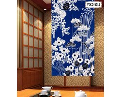 Japans Deurgordijn - Paneel Gordijn Ruimteverdeler - Ruimtes Scheiden - Linnen Weefsel - 85 x 120 cm - Blauw