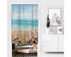 Japans Noren Deurgordijn - Kamer Scheider - Ruimtes Verdelen - Linnen Stof - 75x150cm - Zeester