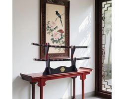 Japanse fluwelen gevoerde katana standaard Samurai display rek ondersteuning alle zwaarden ragon patroon,2 laag