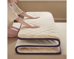 Japanse Futon Matras - Vloermatras Opvouwbaar - Comfortabel Slapen - Met Latex Laag - 100x200cm - Wit