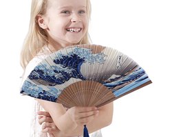 Japanse Handwaaier - Vouwbare Decoratie - Zomerse Koelte - Houten Frame - 21 cm - Multicolor