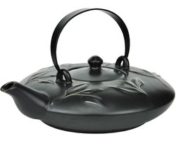 Japanse keramische theepot Kyoto met metalen handvat 0,7l antraciet - Jameson & Tailor 3580