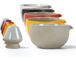 Japanse Matcha-kom met natuurlijke steenstructuur - 510 ml - Dk.grey - Matcha Theekom - Keramische Kom Theeschalen - Matcha ceremoniële accessoires