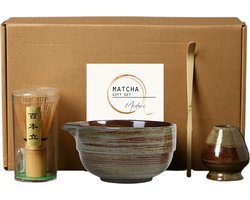 Japanse Matcha thee set Midori - Matcha drinken zoals het hoort - Cadeau tip 2025! - ✓Kom ✓Matcha borstel ✓Matcha houder ✓Matcha Lepel