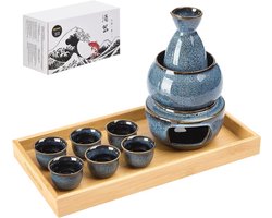 Japanse Sake Set voor 6 personen met glazen en warmers - ideaal cadeau voor sake liefhebbers