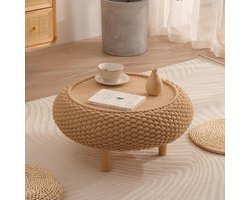 Japanse Salontafel - Lage Vloertafel - Thee Drinken - Handgeweven Katoenen Touw - 50cm of 60cm - Lichtbruin