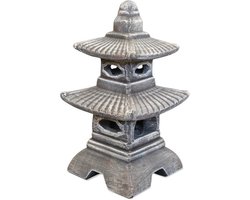 Japanse Steen Lantaarn - Pagode Decoratie - Tuin Verlichting - Vorstbestendig Gegoten Steen - 40 cm Hoog - Antiek Meerkleurig