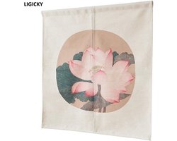Japanse Stijl Katoenen Noren Deurgordijn 85 x 90 cm - Vintage Lotusbloem