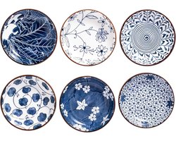 Japanse stijl keramische dompelkommen - 4 inch - bijgerechten saus gerechten - sushi saus snack soja - 3 oz - blauw wit - keuken Prep - set van 6 - Swuut