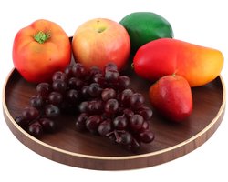 Japanse stijl ronde houten serveerschaal - Voor voedsel en fruit, duurzaam en elegant design - 30 cm - Geschikt voor thuis, keuken en hotelgebruik