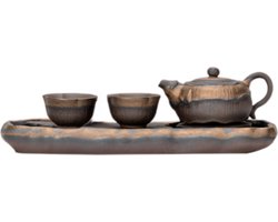 Japanse Thee Set Aiko - Gratis zakje Sencha Green Tea - 4 delige set - 2 kopjes - Thee filter - Thee kop - Dienblad - Verpakt in een Giftbox - Tijdloos design voor thuis of als cadeau - Perfect voor Losse thee.