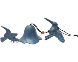 Japanse Windgong - Koperen Bel - Tuindecoratie Buiten - Vogel en Bel Design - 44 x 6 cm - Gekleurd
