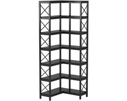 JAQZY Kast - Boekenkast - Hoekkast - 7 Lagen - 60 × 23 × 200 cm - Ruimtebesparend - Stevige Constructie - Industriëel Design