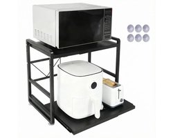 JAQZY Magnetron Rek - Uittrekbare Lade - Ruimtebesparend - Verstelbaar 41–55 cm (horizontaal) - Stabiel - Roestvrij Staal - Zwart
