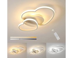 JAQZY Plafondlamp - LED - Hart Vorm - Incl. Afstandsbediening - Dimbaar - Verstelbare Kleurtemperatuur - Modern Design - Wit