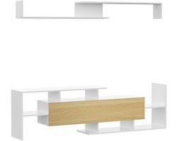 JAQZY TV Kast - Gesloten Vak, Open Vakken en Wandplanken - Opberg Vakken - 153,6 × 25 × 42 cm (L×B×H) - Ruimtelijk Design