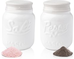 Jar Salt & Pepper Shakers - Charmant decoratief Mason Jar-decor voor vintage, rustieke en shabby chic liefhebbers - duurzaam keramiek, 105 ml / 3,5 oz capaciteit
