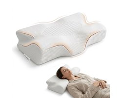 Jaraleesa® Orthopedisch Vlinderkussen – Memory Foam Hoofdkussen voor Nek, Zij- & Buikslapers - 60x40 cm - Anti-Snurk