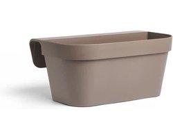 Jardiniere+haak - GARDEN ID Star - Taupe 50 x 21 cm - Gemakkelijke bevestiging - Waterreserve - gerecycled en 100% recyclebaar