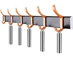 Jas rek - Muurhaken - Organiseren van kleding - Schuivende haken - 28 of 45 cm - Messing