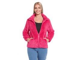 Jas van imitatiebont met opstaande kraag, lange mouwen