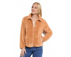 Jas van imitatiebont met opstaande kraag, lange mouwen - Afibel