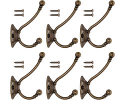Jashaak inclusief schroefjes - 6 Set - Ophanghaken - Voor Muur en Deur - Kapstok haken - Handdoekhaakjes - Stevige Ophanghaak