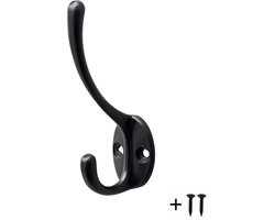 Jashaak Zwart inclusief schroefjes – Kapstokhaak – Ophanghaak – Kapstokhaken