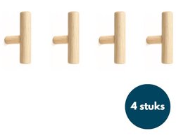 Jashaken hout - Teak - Kapstok haken - Wandhaken - Wandkapstok - 4 stuks