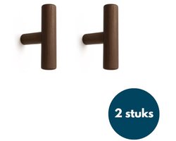 Jashaken hout - Walnoot - Kapstok haken - Wandhaken - Wandkapstok - 2 stuks