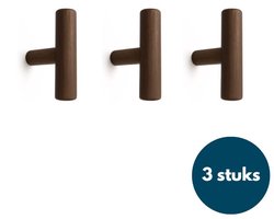 Jashaken hout - Walnoot - Kapstok haken - Wandhaken - Wandkapstok - 3 stuks