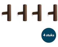 Jashaken hout - Walnoot - Kapstok haken - Wandhaken - Wandkapstok - 4 stuks