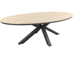 Jasmine Black/GI Edison 6-persoons ovale dining tuinset 220x115 cm.