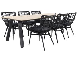 Jasmine Black/GI Nevada 6-persoons dining tuinset 240x100 cm.