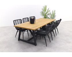 Jasmine Black/Noah 6-persoons dining tuinset 260x100 cm. - Teak OP=OP