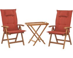 JAVA - Bistroset voor 2 - Donkerrood - Acaciahout