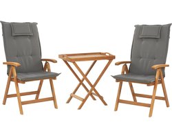 JAVA - Bistroset voor 2 - Lichte houtkleur /Grafietgrijs - Acaciahout