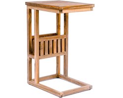 Java -Tuin Banktafeltje - Teak bijzet tafel - Handig in de tuin - Balkon - 30 x 40 cm Hoogte 60 cm