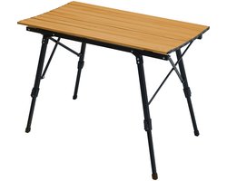 Jawinio tuintafel - opklapbare tafel in hoogte verstelbaar aluminium houtlook/zwart