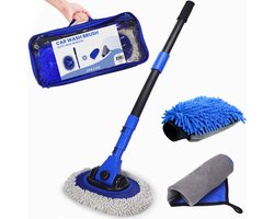 Jaxavo Autowasborstel - Telescopische wasborstel - Incl. Washandschoen en Poetsdoek - Uitschuifbaar tot 110 cm - Universeel