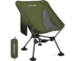 Jaxplore Campingstoel Opvouwbaar - Vouwstoel voor Strand en Camping - Aluminium - Visstoel - Kampeerstoel - 150kg Draagvermogen - Groen