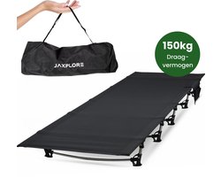 Jaxplore Veldbed - Kampeerbed - 150 kg draagvermogen - 2.2kg - Incl. opbergtas - 193x65x16cm - Vouwbed- Strecher - Zwart