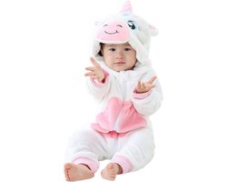 JAXY Baby Onesie - Baby Rompertjes - Baby Pyjama - Baby Pakje - Baby Verkleedkleding - Baby Kostuum - Baby Winterpak - Baby Romper - Baby Skipak - Baby Carnavalskleding - Maat 100 - Eenhoorn Wit